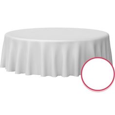 a white table cloth with a red circle around it