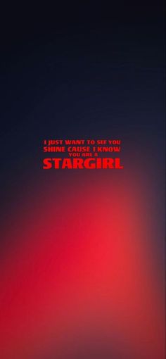 a red and black background with the words stargirl written in red on it's left side