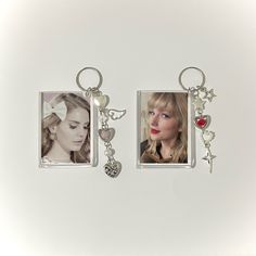 two key chains with pictures of taylor and taylor