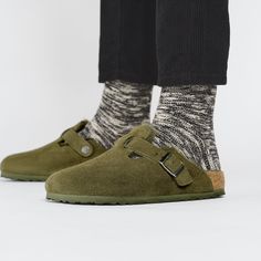 Boston Shearling Suede Leather Thyme | BIRKENSTOCK Boston Shearling, Birkenstock Boston Shearling, Birkenstock Styles, Black Birkenstock, Boston Clog, Calf Muscles, Birkenstock Boston, Street Style Winter, Clogs Shoes