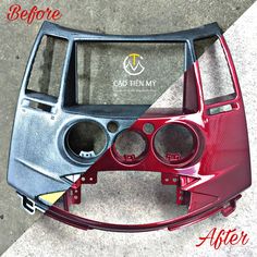 before and after pictures of a car body