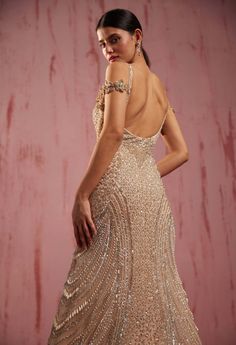 Roqa | Zerena Gold Gown | INDIASPOPUP.COM Modern Gown, Personal Shopping Service, Pearl Embroidery, Gold Gown, Gold Fabric, Floral Artwork, April 2024, Embroidery Ideas, Timeless Treasures