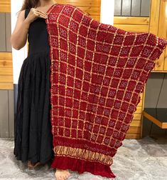 PLEASE MESSAGE ME IF YOU CAN'T CHECKOUT OR DO PAYMENT. I'LL GIVE YOU SOLUTION. I'M HERE TO HELP.  Reddish Maroon Handcrafted Pure Gaji Silk dupatta, Bandhani Dupatta for women Beautifully Handwoven Pure GAJJI SILK BANDHANI DUPATTA with all over ZARI weave making it a Royal one Among the innumerable varieties of silk depending upon their source and weaving, Gaji silk stands tall because of its glaze and satin shine. Gaji silk is a veg based fabric. Satin weaves with rayon warp and cotton weft, cr Semi-stitched Bandhani Print Dupatta, Traditional Drape Shawl For Navratri, Bollywood Shawl For Navratri, Traditional Bandhani Print Dupatta, Traditional Patterned Dupatta For Puja, Gaji Silk Dupatta, Gajji Silk Dupatta, Bandhani Dupatta, Silk Dupatta