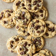 chocolate chip cookies piled on top of each other