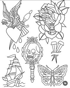 an image of tattoos coloring pages for adults and children to print on the back of their body