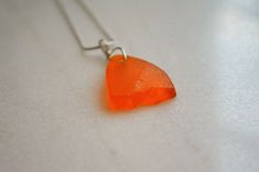 Orange Sea Glass ~ Sea Glass Pendant Jewelry ~ Rare Orange Jewelry ~ Valentine gift for Girlfriend, Wife, Mother, Sister ~ Unique Jewelry Modern Orange Necklace As Gift, Modern Orange Necklace For Gift, Unique Glass Jewelry For Beach, Nickel-free Orange Jewelry For Beach, Elegant Orange Glass Jewelry, Unique Recycled Glass Beach Jewelry, Unique Recycled Glass Necklaces For Beach, Unique Glass Necklace For Beach, Christmas Gifts For Girlfriend