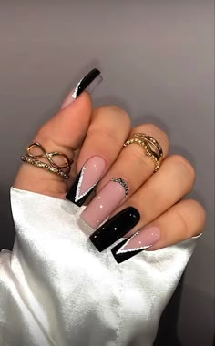 Gold Acrylic Nails, Casual Nails, Her Nails, Long Square Acrylic Nails, Bling Acrylic Nails