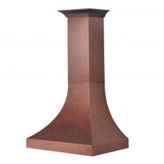 a copper colored metal chimney hood on a white background