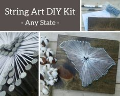 string art diy kit - any state with cotton floss and other things to make it