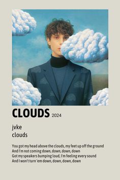 a man in a suit with clouds over his head and the words, i like clouds