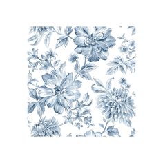 a blue and white flowered wallpaper with lots of flowers on the bottom half of it