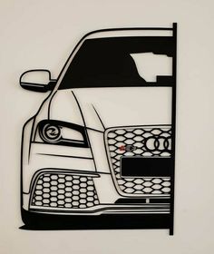 a drawing of a car with the front grill and grilles painted on it's side