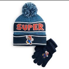 Make sure he's staying warm and stylish in the cold with this fun Boys 8-20 Nintendo Super Mario Bros. Pom Hat & Gloves Set. Click on this KIDS APPAREL & SHOES GUIDE to find the perfect fit and more! Make sure he's staying warm and stylish in the cold with this fun Boys 8-20 Nintendo Super Mario Bros. Pom Hat & Gloves Set. Click on this KIDS APPAREL & SHOES GUIDE to find the perfect fit and more! FEATURES Set includes: hat and gloves Pom pom top detail on hat Mario applique accentsFABRIC & CARE Acrylic Stretchy knit construction Hand wash Imported Size: One Size. Gender: male. Shoes Guide, Boys Accessories, Pom Pom Hat, Super Mario Bros, Mario Bros, Super Mario, Stay Warm, Fabric Care, Nintendo