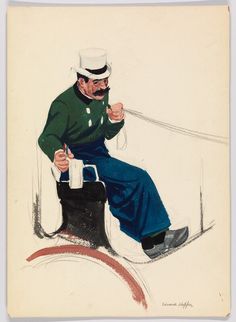 a drawing of a man sitting on top of a chair