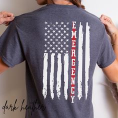 Emergency Nurse Tshirt ER Flag Shirt Thin Red Line American Flag Nurse Shirt ER Nurse Emergency Room Tee Emergency Department ER Tech TShirt by WhiteOakDesignsUS on Etsy Emergency Department Shirts, Er Logo, Nurse Clothes, Nurse Tshirt, Emergency Department