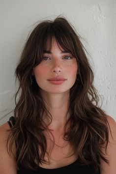 Bring movement, dimension and intrigue to long hair with layers and bangs. Here are 49 gorgeous long layered hair ideas with bangs for your next refresh! 👆 Click for more ideas！ Long Length Haircut For Fine Hair Curtain Bangs, Layer Long Hair With Bangs, Long Bangs For Wavy Hair, Long Haircut With Fringe Bangs, Fringe And Layers Long Hair, Long Dark Brown Hair Layers, Long Hair Bottleneck Bangs, Long Front Bangs With Long Hair, Golden Brown Hair With Bangs