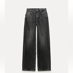 Zara Zw Collection High Rise Wide Leg Black Jeans, New With Tags! Zara Wide Leg Jeans Black, Zara Aesthetic, Wide Leg Black Jeans, High Waist Wide Leg Jeans, Wardrobe Makeover, Woman Jeans, Jean Color, Paris Outfits, Stockholm Fashion