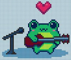 Frog Pixel Art, Pixel Art Love, Video Game Pixel Art, Hama Art, Mural Art Design, Easy Pixel Art, Pixel Drawing, Pixel Crochet, Hama Beads Patterns