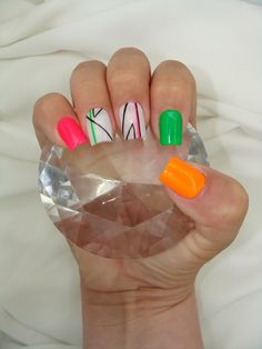 Luxury Neon Apres Press on Nails Custom Length and Shape Etsy Apres Nails, Line Nail Designs, Lines On Nails, 80s Vibes, Nail Cuticle, Disney Nails, Glam Nails, Art Summer