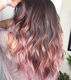 Hair Pop Of Color Ideas, Subtle Pink Balayage, Subtle Pink Hair Brunette, Brown Hair With Colored Tips, Lavender Ombre Hair, Shades Of Pink Hair, Rose Brown Hair, Pink Hair Highlights, Shorthair Haircut