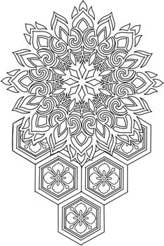 an intricately designed design in black and white, with geometric designs on the sides