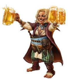 a cartoon character holding two mugs of beer