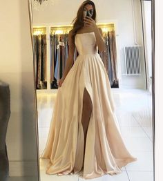 Rope Soirèe, Long Formal Dresses Elegant, Blush Pink Prom Dresses, Champagne Formal Dresses, Simple Satin, Simple Prom Dress, Pink Prom, Maxi Dress Prom, Gown Prom