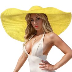 PRICES MAY VARY. 1.Material-Eco-friendly straw paper, breathable and comfortable, tightly woven and durable. UPF 50+, oversized wide-brimmed hat protects face, shoulders, and neck from sunburn. 2.Size-Expanded diameter:27.56IN(70CM),suitable for head circumference: 22.04-22.83IN(56-58CM). 3.Photo must-have: The oversized sun hat for INS bloggers and for Tik Tok bloggers to take photos . The most notable feature of this summer beach sun hat is that the more conspicuous the better; once you buy th Lightweight Straw Hat For Poolside, Packable Wide Brim Straw Hat For Sunbathing, Lightweight Beachy Straw Hat For Sunbathing, Lightweight Beachwear Sun Hat For Sunbathing, Curved Brim Solid Color Sun Hat For Pool, Solid Sun Hat For Pool And Beach Season, Solid Color Sun Hat For Pool And Beach Season, Packable Natural Hats For Beach, Packable Natural Hats For The Beach