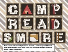 the camp read more book is shown in black and white, with letters that spell out camp