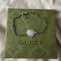 Size Xs Barley Was Worn In Great Condition, Like Brand New Gucci Sterling Silver Bracelet, Gucci Sterling Silver Jewelry With Heart Charm, Gucci Sterling Silver Luxury Bracelets, Luxury Gucci Sterling Silver Bracelets, Gucci Jewelry With Heart Charm As A Gift, Elegant Gucci Sterling Silver Bracelets, Gucci Jewelry With Heart Charm, Elegant Gucci Jewelry With Heart Charm, Gucci Elegant Heart Charm Jewelry