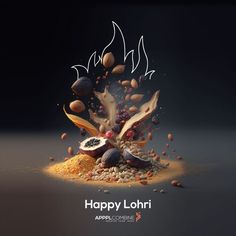 an image of happy lohrii with nuts and other things in the sand on it