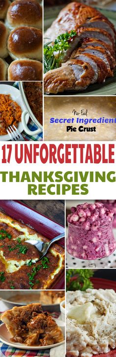 the cover of 17 unforgettable thanksgiving recipes, including meats and sides