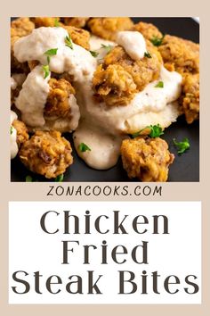 Chicken Fried Steak Bites with gravy and biscuits. Steak Sauce Easy, Easy Sausage Gravy, Flaky Buttermilk Biscuits, Country Fried Chicken, Baked Breaded Chicken