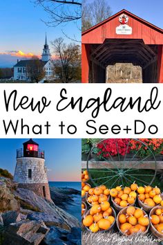 a collage of photos with the words new england what to see and do in it