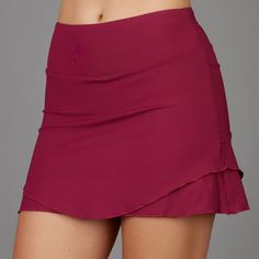 Dash Straight Skort (ruby) Mid-rise Fitted Skort With Pockets, Chic Fitted Mid-rise Skort, Solid Crossover Waistband Bottoms For Summer, Casual Stretch Bottoms With Crossover Waistband, Fitted Yoga Bottoms With Side Pockets, Versatile Fitted Bottoms With Banded Waist, Skirts Tennis, Regina And Emma, Tennis Apparel