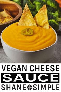 vegan cheese sauce in a bowl with tortilla chips