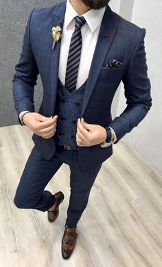 Wedding Suits Men Blue, Marriage Suits, Men Suits Blue, Blue Plaid Suit, Windowpane Suit, Suits Men Business