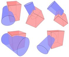 six different shapes are shown in purple and pink