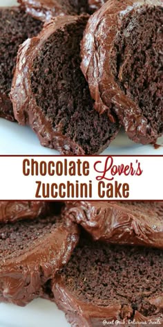 chocolate power's zucchini cake on a white plate