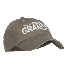 a gray hat with the words i'm a professional grandpa on it