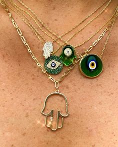 R A G E N on Instagram: “Green is our anthem 🧿💚” Necklace Combo, Evil Eyes, Evil Eye Earrings, Dope Jewelry, Jewelry Fashion Trends, Jewelry Lookbook, Eye Earrings, Evil Eye Pendant, Evil Eye Charm