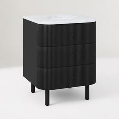 a black and white cabinet with two drawers on one side and a sink on the other