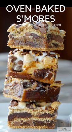 stacked pieces of chilled Oven-baked Smores. Baked Smores, Campfire Desserts, Dessert Squares, Smores Dessert, Anna Olson, Christmas Baking Recipes, Dessert Bar Recipe, Cookie Bar Recipes