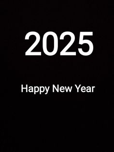 a black background with the words happy new year in white on it and an image of a clock