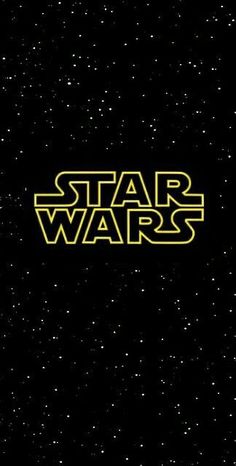 the star wars logo is shown on a black background with stars in the sky behind it