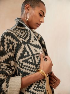 Heritage Jacquard Cardigan | Banana Republic Geometric Cardigan, Jacquard Cardigan, Crochet Coat, The Sheep, Heritage Fashion, Jacquard Pattern, Fair Isle Sweater, Style Cardigan, Cozy Fashion