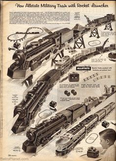 an old advertisement for a toy train set