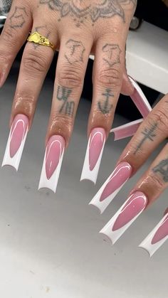 Exotic French Tip Nails, New York Nails Aesthetic, Long French Tip Acrylic Nails, Different Types Of French Tip Nails, Long White French Tip Nails, Square Acrylic Nails Long, French Press On Nails, Hard Nails, Colored Acrylic Nails