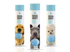 three different types of deodorant for dogs and puppies on white background