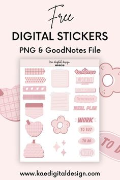 FREE Digital Planner Stickers colorfulplanner #freegoodnotesplanner Free Digital Journal Goodnotes, Digital Stickers Png, Planner Themes, Planner Writing, Budget Planner Template, Free Planner Stickers